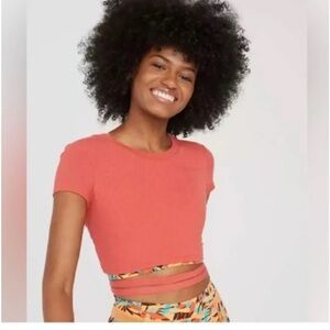 Aerie Offline Medium Ribbed crop tie back top